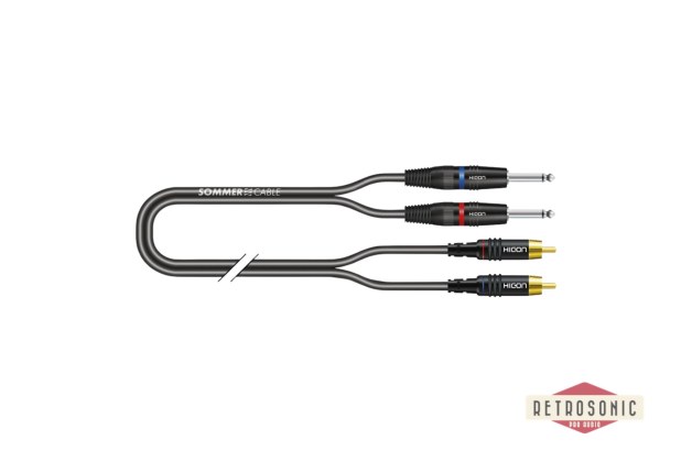 Sommer Stereo split cable SC-Onyx 2.5m, black, 1 x 0,25 mm² | jack / RCA, HICON